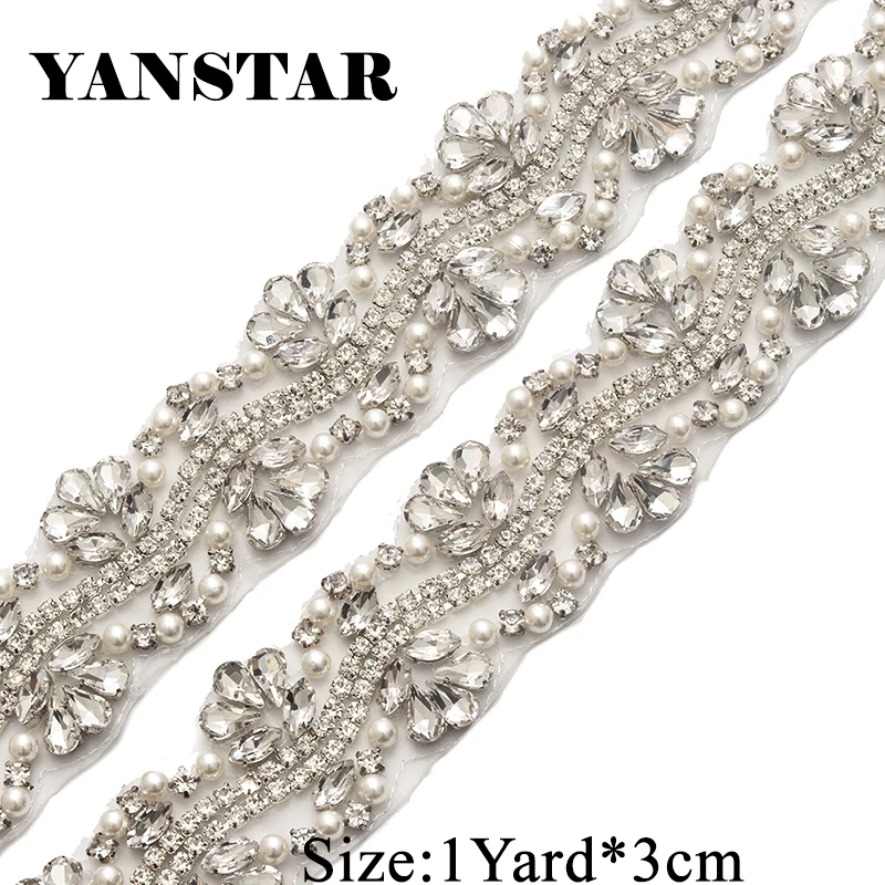 Handmade 3CM*1Yard Rhinestones Trim For Wedding Dresses Belt