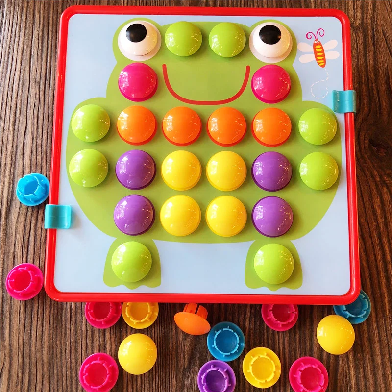 

Baby Educational Puzzle Toys with Big Button Nail Interconnecting Geometry Creative Mosaic Gears Initiation Early Learning Toy