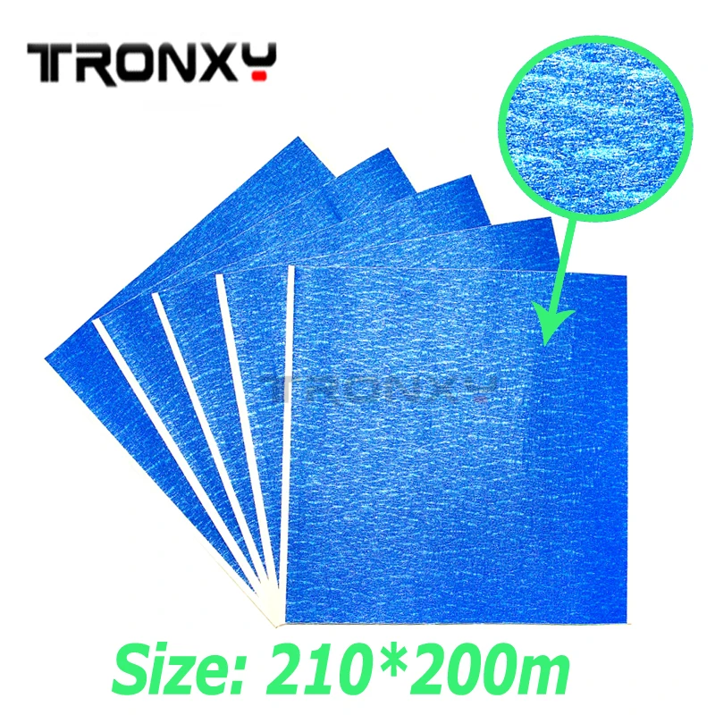 Tronxy для 3D-принтера синяя Тепловая бумага полоса 210x200 мм 3d принтер Часть нагреватель художника двухсторонняя высокотемпературная клейкая лента полиамидная клейкая