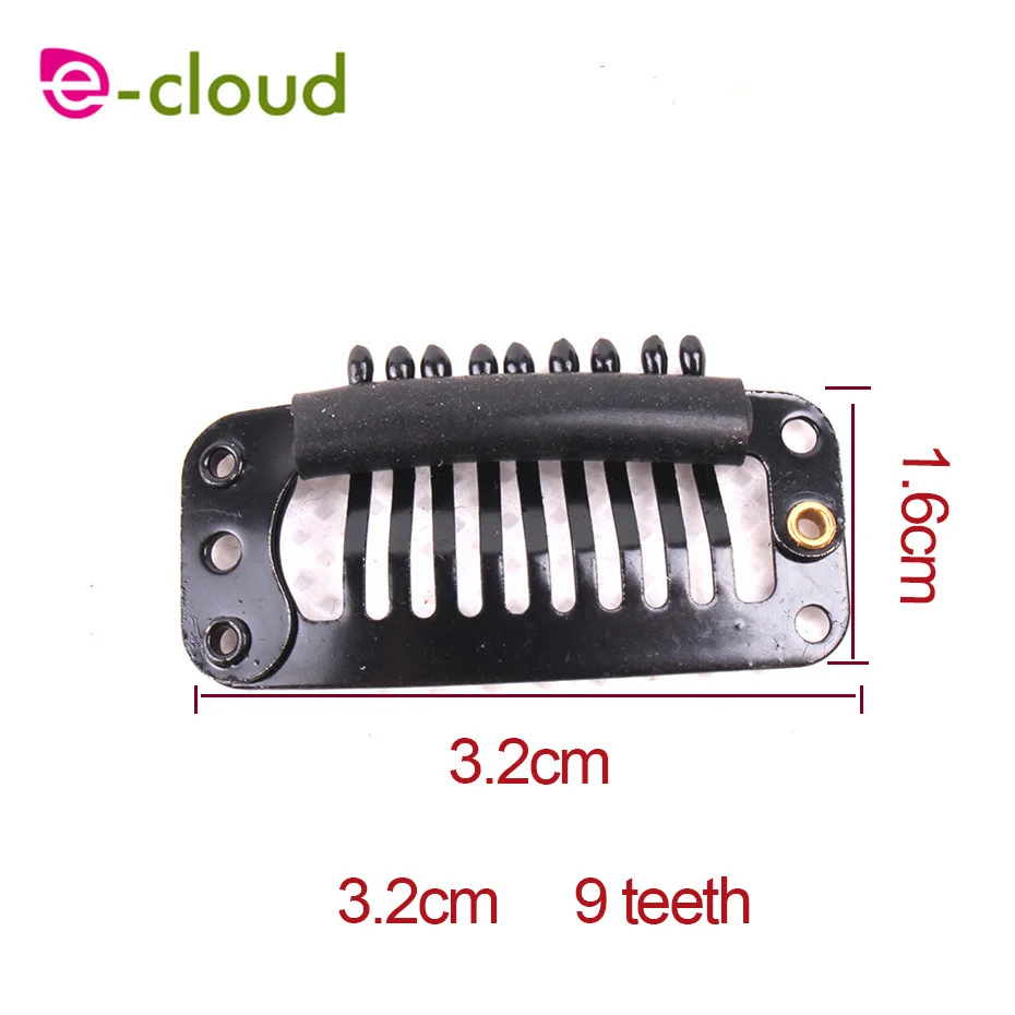 50 шт. зажимы для париков 32 мм защелкивающиеся зажимы для наращивания волос I Форма заколки Инструменты 9 зубов черного цвета для волос удлинители