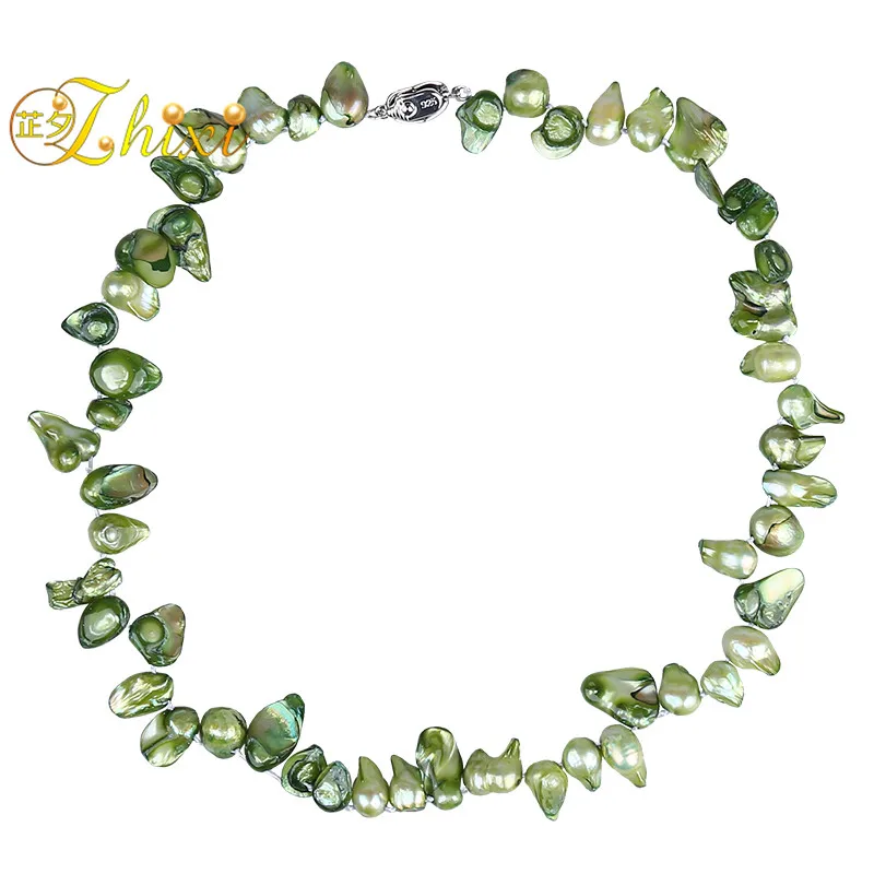 ZHIXI ожерелье из пресноводного жемчуга ювелирные изделия из натурального барокко Чокеры ожерелье s большой камень ожерелье женский подарок на день рождения TX214