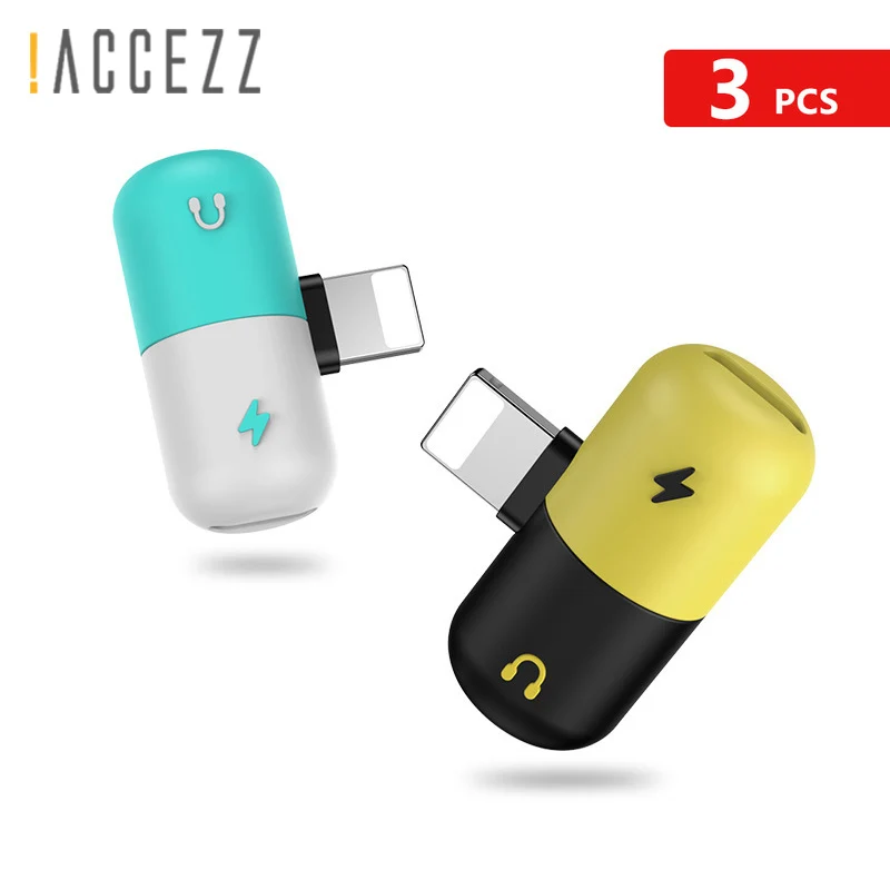 !ACCEZZ 3Pcs Audio Splitter 2 in 1 Charging Adapter Connector Dual lighting For iphone 8 7 Plus XS XR Calling | Мобильные телефоны