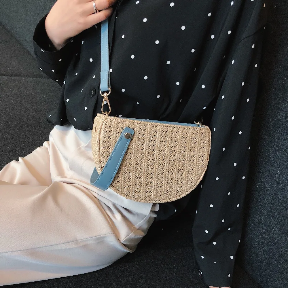 صغيرة النسيج أكياس Crossbody للنساء 2019 جديد القش حقيبة السيدات المحافظ و حقائب الإناث السفر عبر الجسم الشاطئ اليد حقيبة