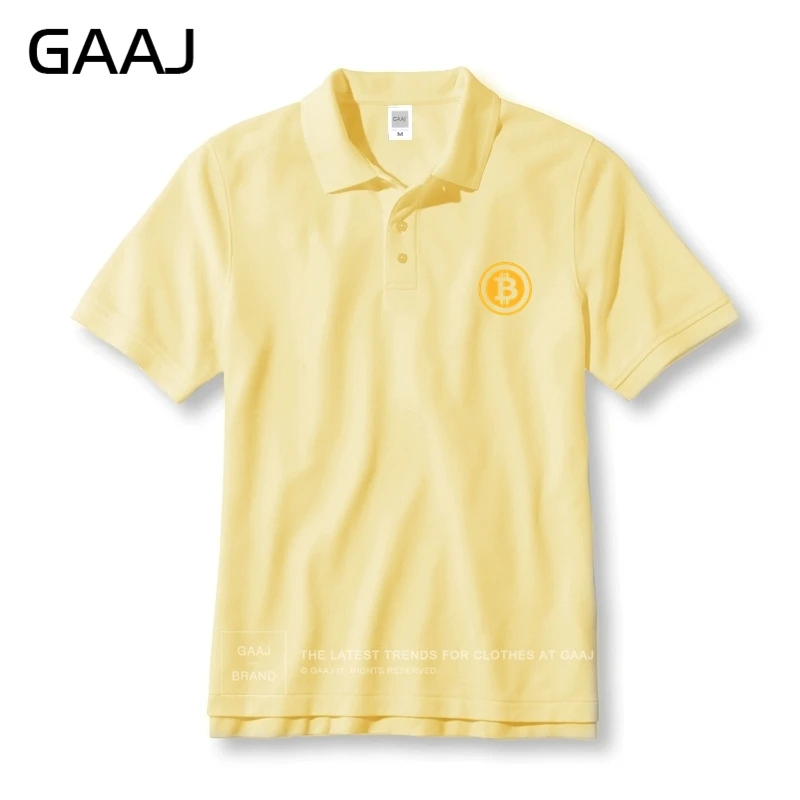 GAAJ Биткоин рубашки поло для мужчин и женщин унисекс бренд-одежда Высокое качество Мужская толстовка поло мужской бизнес& C# G643W - Цвет: Light Yellow