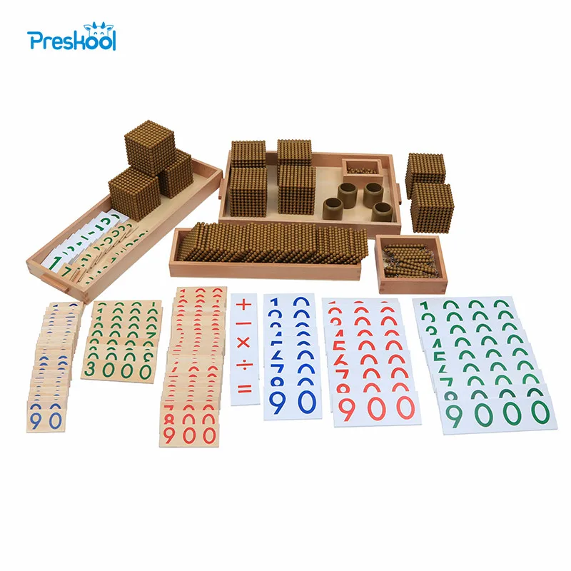 Montessori Kids Toy Baby Wood Golden Bead Materials Learning Educational Preschool Training