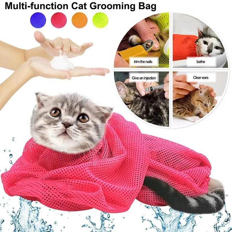 

Cat Grooming Bag Washing Nylon Shower Bath Bag Nail Cutting Pet Washing Products TB Sale