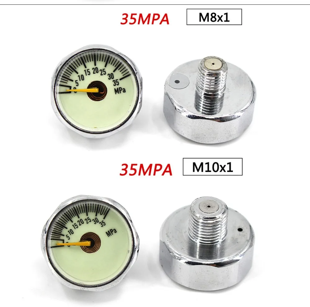 PCP Пейнтбол Airforce насосный клапан с фокусным расстоянием 25 мм M8x1 M10x1 1/8NPT 1/8BSPP 1 дюйм Мини Давление датчик Подводное манометр 20mpa 30mpa 40mpa