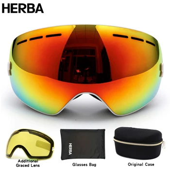Nueva HERBA gafas de esquí de marca doble UV400 anti-niebla gran esquí gafas máscara de esquí hombres mujeres nieve snowboard gafas HB3-3