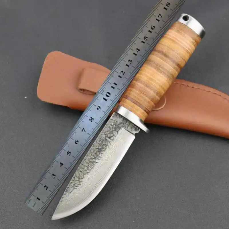 58RHC High carbon steel Straight Knife Steel Handmade Damascus