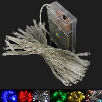 

HANMIAO 10PCS/LOT LED String Light Clear Silver Wire Battery Festoon LED light For Home Festival Christmas LED Lights Decoration