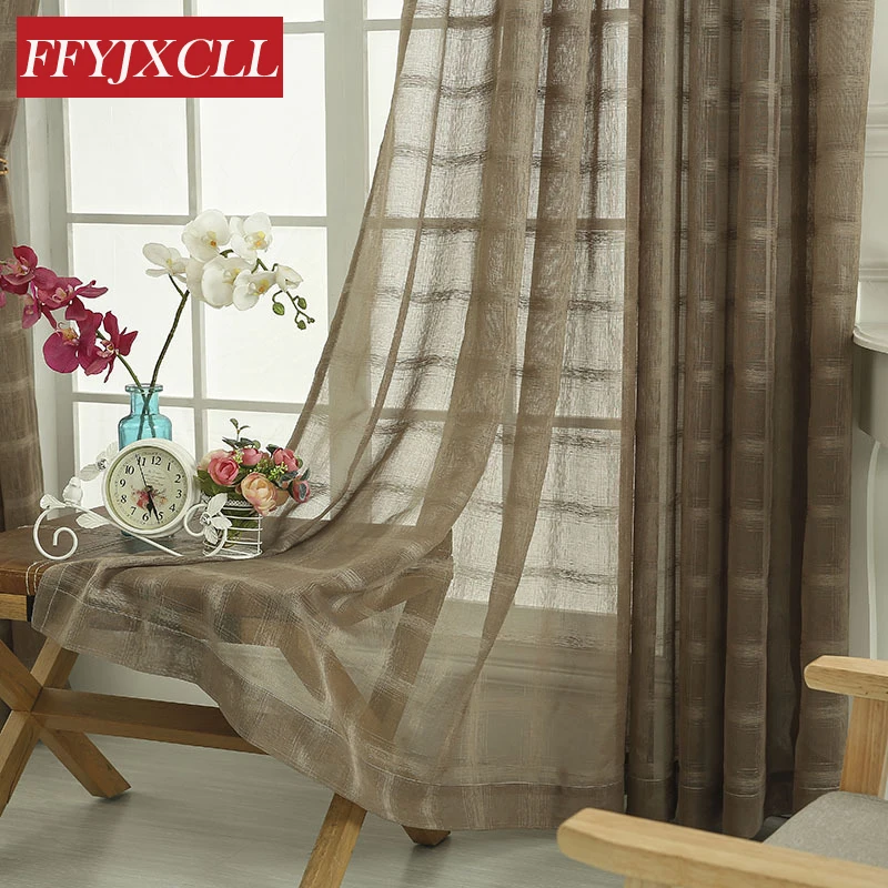 

Plaid Sheer Tulle Curtains For Living Room Modern Curtains For Bedroom Window Voile Curtains Fabrics Blinds Drapes