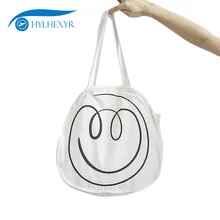 Hylhexyr большая емкость улыбающееся лицо печать холст хозяйственная Сумка круглая сумка женская сумка на плечо сумка на застежке дорожные студенческие сумки