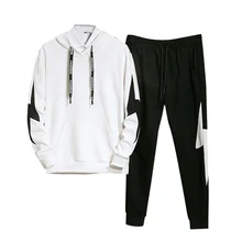 Мужской повседневный спортивный костюм из 2 предметов с длинными рукавами, спортивный костюм для бега, спортивные толстовки и штаны, стильный мужской модный комплект одежды