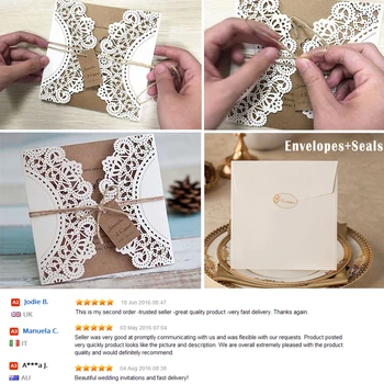 

Wedding Invitations Vintage Invitation Sample, Kraft Paper Wedding Cards Sample with Name Tag