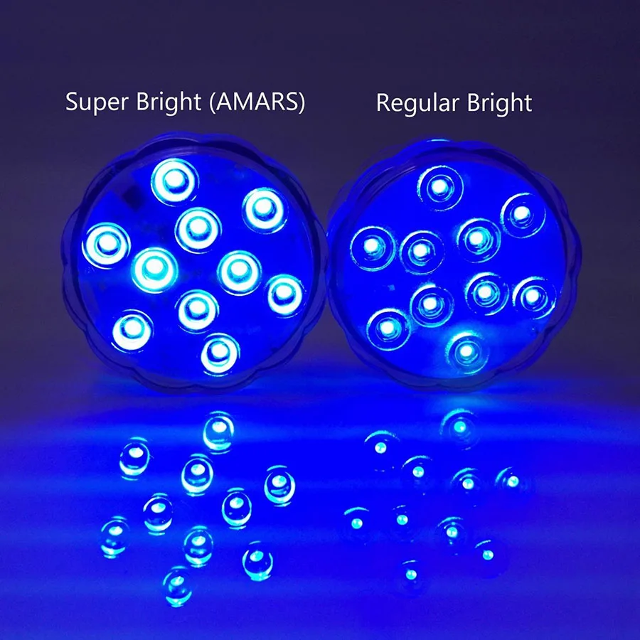 10leds RGB Submersible Light Underwater LED Night Light Swimming Pool Light for Outdoor Vase Fish Tank Pond Disco Wedding Party underwater led lights