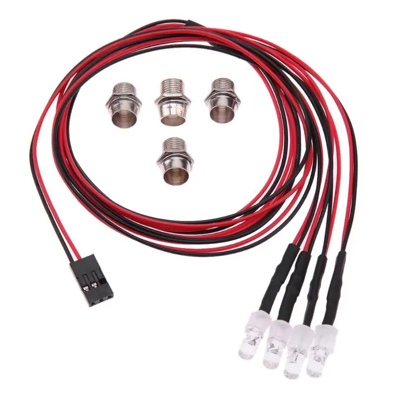 

3 Style RC Car Part 4 LEDs Lamp for TRAXXAS HSP HPI REDCAT Axial SCX10 5mm Blue /Green /White Light Vehicle Accessories