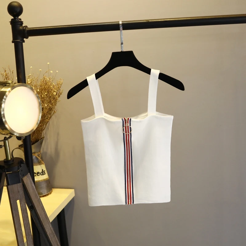 Spring Summer Tank Top Sleeveless Sexy Tank Top Female T-shirt Korean Vintage Streetwear Women Clothes White Tops ZT3111