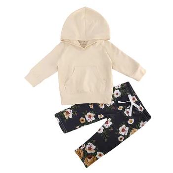 

2018 Newborn Baby Kids Girls Clothes Set Hooded Hoodies Long Sleeve Tops Floral Pants Outfits Autumn Winter Costume Sale 0-18M
