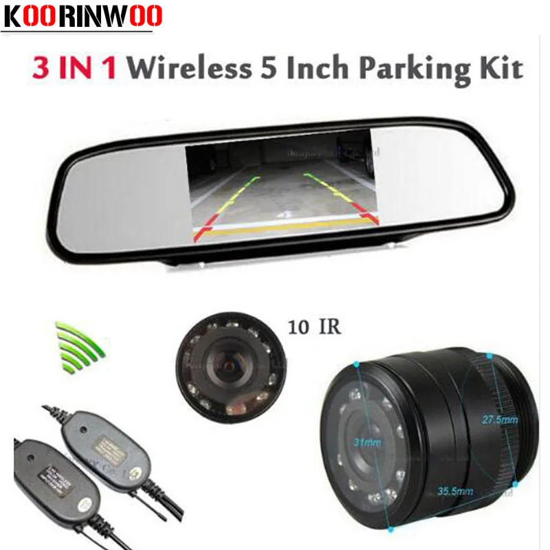 

Wireless170 Wide Angle IR Night Vision Rear View Camera Backup Reverse For 5 Inch HD Video Auto Parking TFT LCD Mirror Monitor