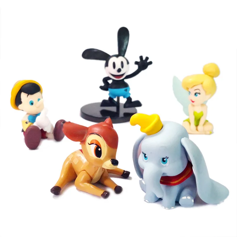 

Disney Toys 5PCS/SET Cartoon Anime Dumbo Mickey Bambi PVC Action figure Collection Model toys for Children Christmas gift no box