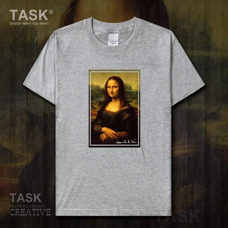 FOR OFF White Men's Short Sleeve Tee Mona Lisa Oil Painting T-Shirt