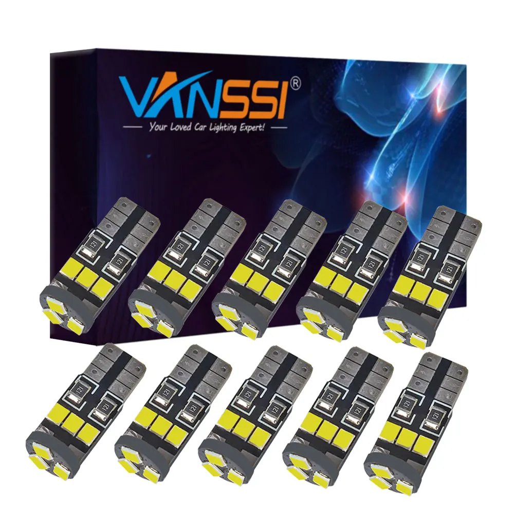 

VANSSI 10pcs W5W 168 2825 194 9SMD LED Bulbs for Car Interior Dome Map Trunk Cargo Door Courtesy Lights Bulbs DC12V