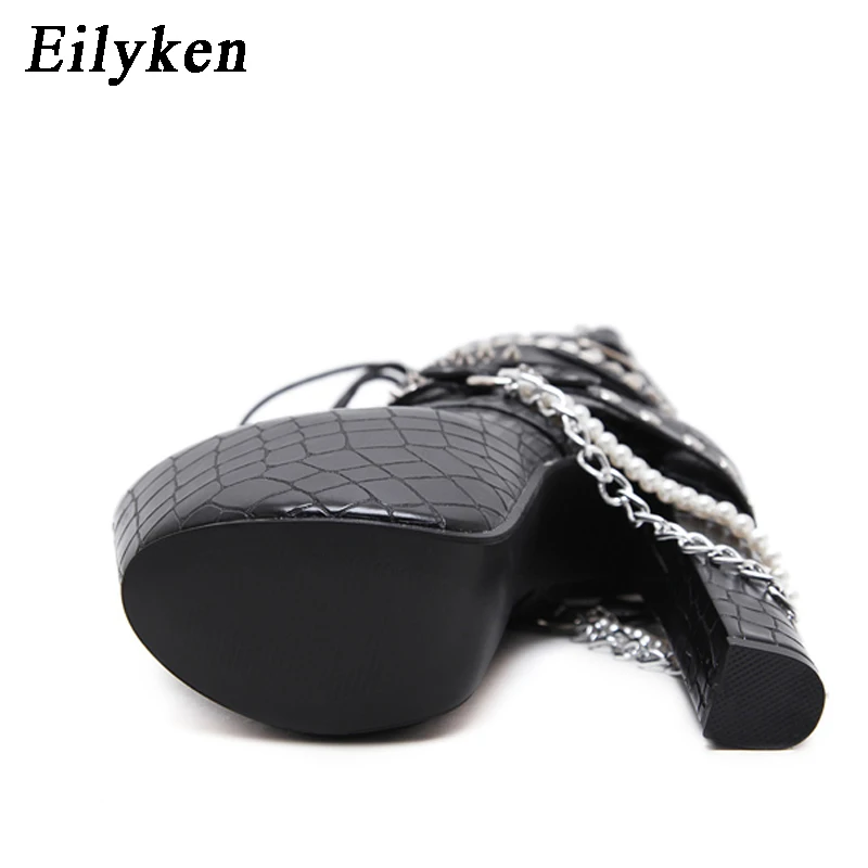 Eilyken/2021 г. Зимние Модные женские ботинки с заклепками и цепочкой Ботинки для