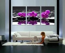 (Lager Gemälde) Moderne Wandkunst Dekoration Gedruckt Ölgemälde Leinwanddrucke Bilder 3 Panel Abstrakte Lila Orchideen