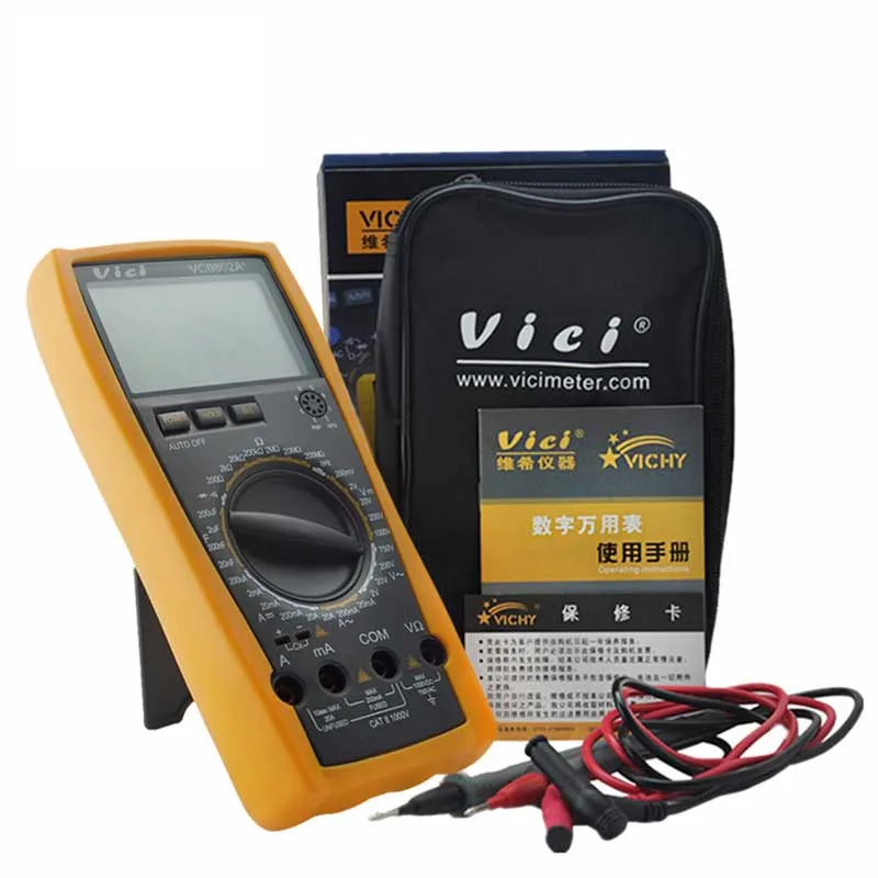 

VC9804A+ Digital Multimeter 3/4 Auto Range Temperature Test Streamline Design & Large LCD Display Capacitor automatic discharge