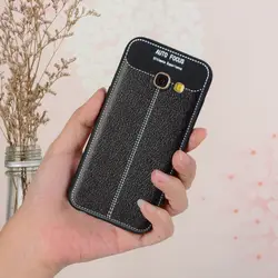 Мягкие ударопрочные Чехлы для телефона для samsung Galaxy A3 2017 ТПУ личи кожи кожаный чехол для телефона Galaxy A3 2017 задней оболочки