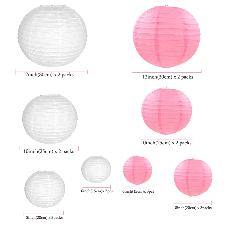 20 шт./компл. 6 &quot 12&quot Розовый Белый Китайский бумажный фонарь boule en papier Ассорти
