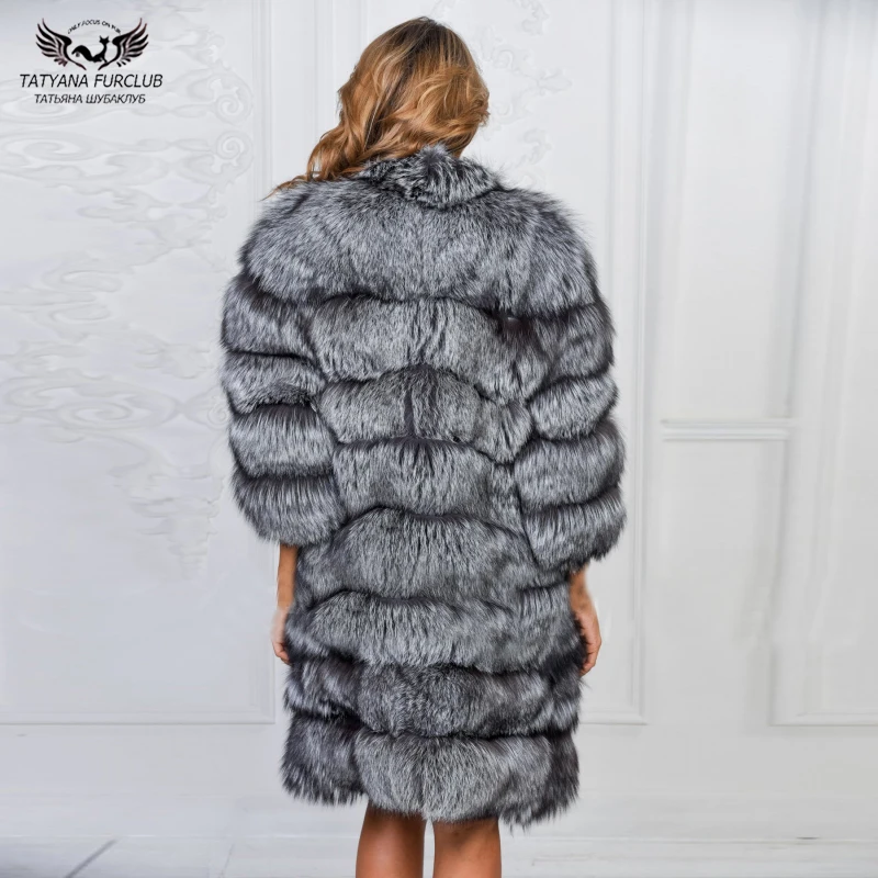 Tatyna Furclub Роскошные куртки для женщин зима модная одежда размера плюс верхняя одежда парка с натуральным лисьим мехом длинные пальто