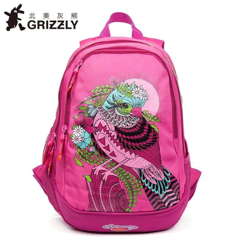 

GRIZZLY Children Backpacks for Girls Primary Animal Prints Schoolbag Orthopedic Waterproof Mochila Nylon Animal Prints Book bags