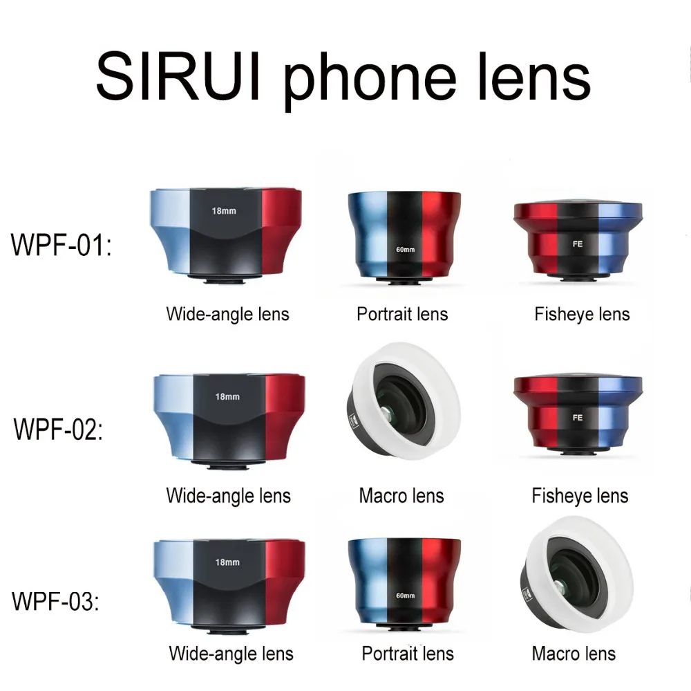 

SIRUI WPF-01/02/03KBR smartphone lens kit for i.phone7/8 plus
