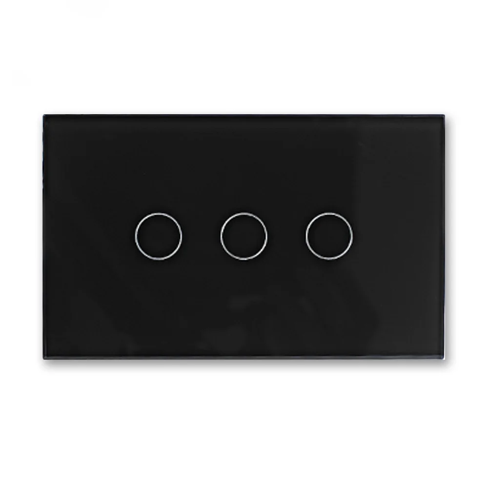 RF Black Bingoelec 3 банды 1 способ сенсорный сенсор переключатель беспроводной пульт дистанционного RF 433 выключатель света кристалл стеклянная панель умный настенный выключатель - Цвет: RF Black