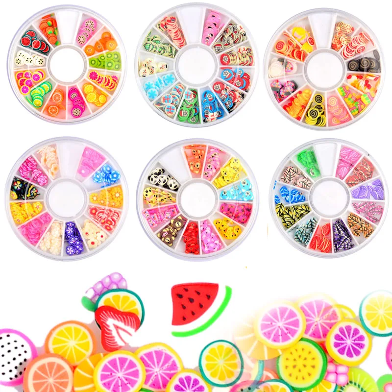 

3D Polymer Clay Tiny Fimo Fruit slices Wheel Nail Art DIY Designs Wheel Nail Art Decorations