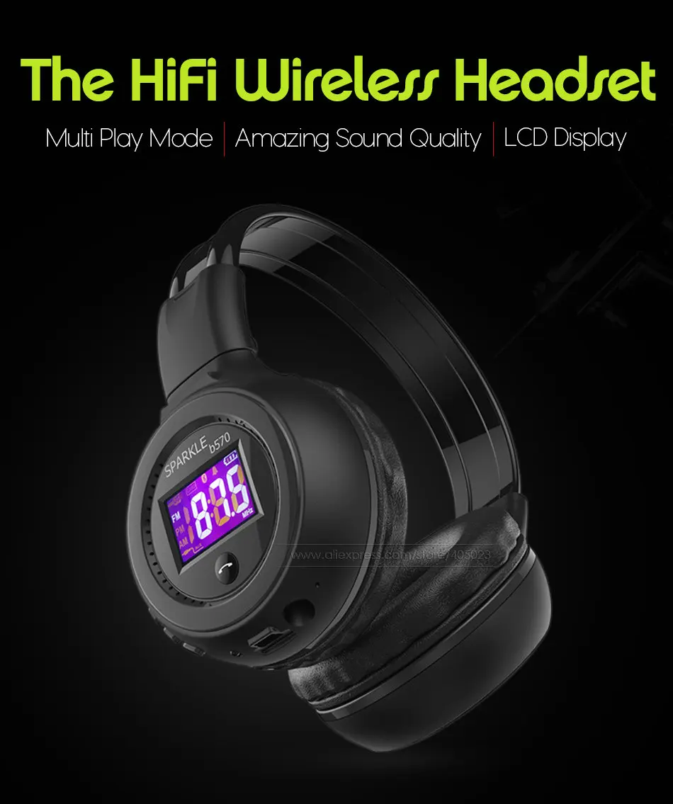 ZEALOT B570 HiFi стерео Bluetooth наушники Беспроводная гарнитура складная Поддержка Micro SD карты AUX микрофон
