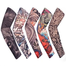 Поддельные Временные татуировки рукава мужчины женщины УФ защитные рукава Нейлон Эластичные тела руки чулки 2 шт