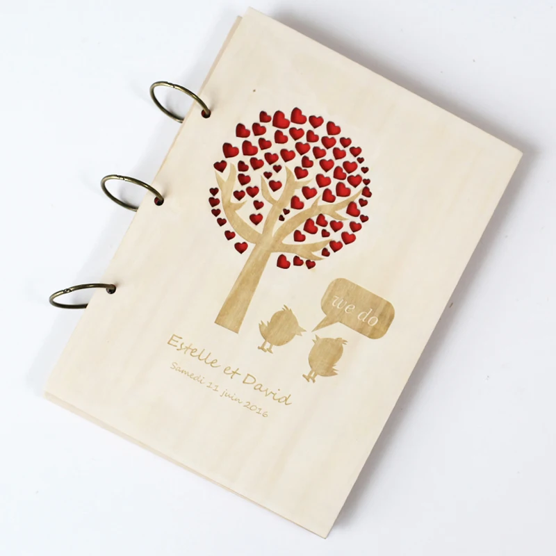 

Rustic Wedding Guest Book with Birds saying WE DO Wedding Tree Guest Book Alternative Guest Book Personalized,