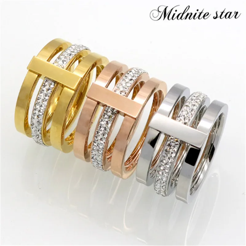 

Delicate jewelry Stainless steel ring rose goldshiny men and women high polishing printed pure steel ring men and women