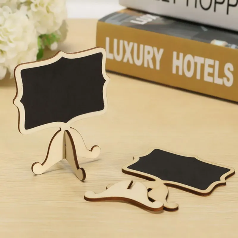 

10Pcs Mini Wooden Chalkboard Wood Blackboard Table Message Number Tag Place Card Holder Home Wedding Event Decoration VBT59 P20