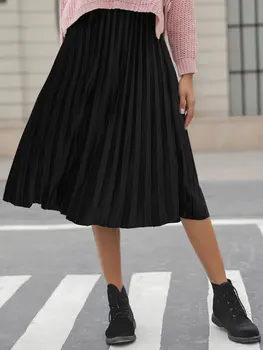 

Women Flared Skirt Pleated Knee Length A Line Vintage Style Velvet Swing Skirt