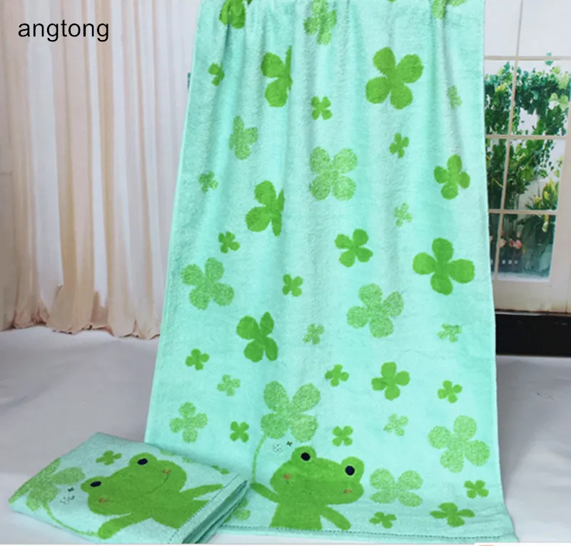 

1pc 60*120cm cute frog rabbit bath towel two side looped pile cartoon embroidered soft quick dry 100% cotton bath towel CR-T57