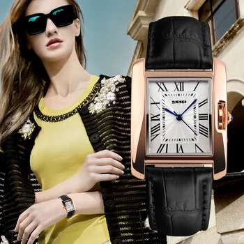

Women Watches Luxury Brand Skmei Rose Gold Quartz Watch Female Waterproof Vogue Leather Women's Dress Wristwatches Girl Clock