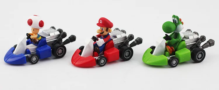 10 шт./лот Super Mario Bros Kart откатные автомобили Luigi Yoshi жаба Принцесса Персик Donkey Kong Мини автомобили подарок для детей