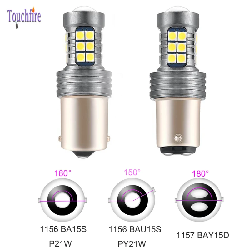 Светодиодная лампа для автомобиля 10 шт. P21W 1156 BA15S 1157 BAY15D T20 W21W WY21W T15 W16W Canbus без