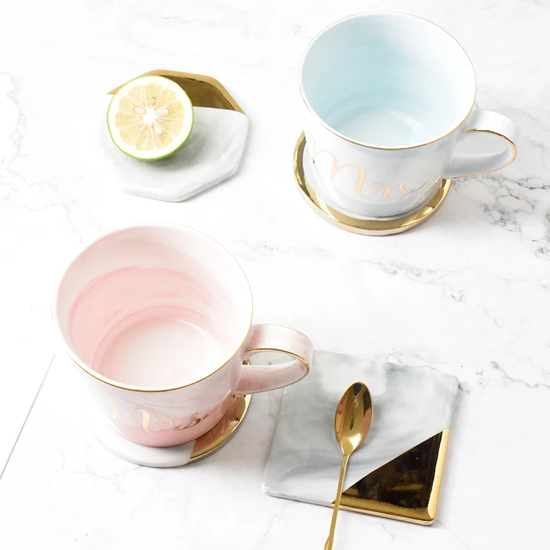 Luxury Marble Ceramic Placemat Coaster Mats Pads for Cup Wine Drink Coffee Mug Table Decoration Accessories Kitchen Tool