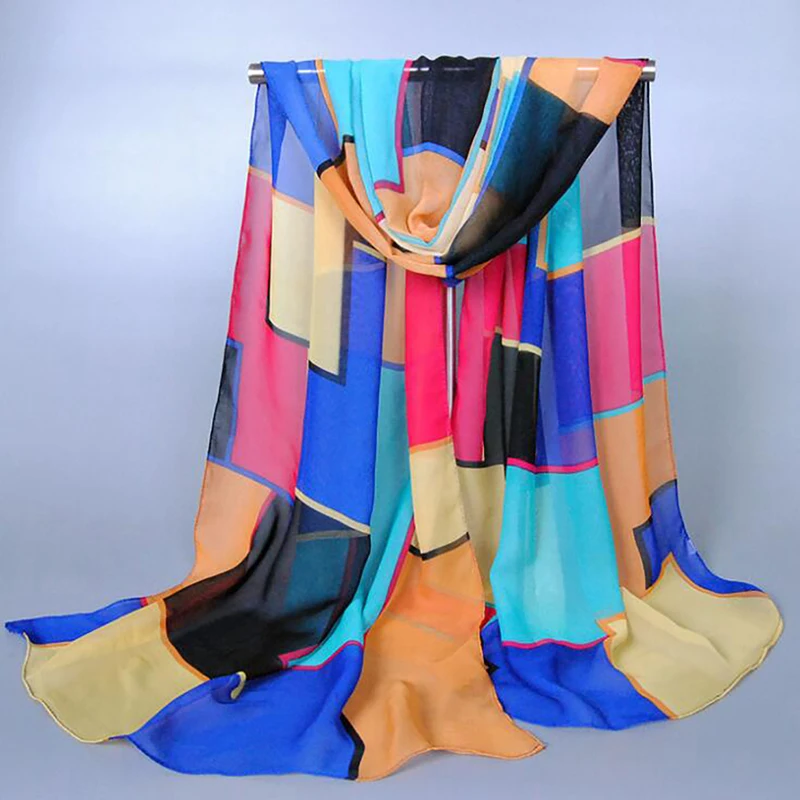

2019 fashion Women Smooth Chiffon Scarf Lady Comfortable Long Neck Large Scarf Summer Shawl Sunscreen Voile Stole