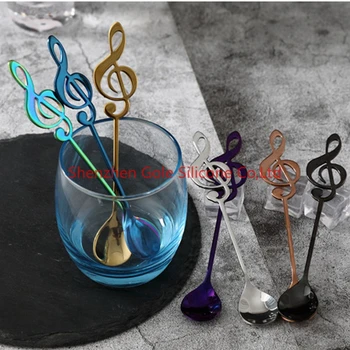 

200pcs/lot Musical Note Coffee Spoons Stainless Steel Tea Stirring Spoons Set Sugar Ice Cream Mug Dessert Spoon Drink Tableware