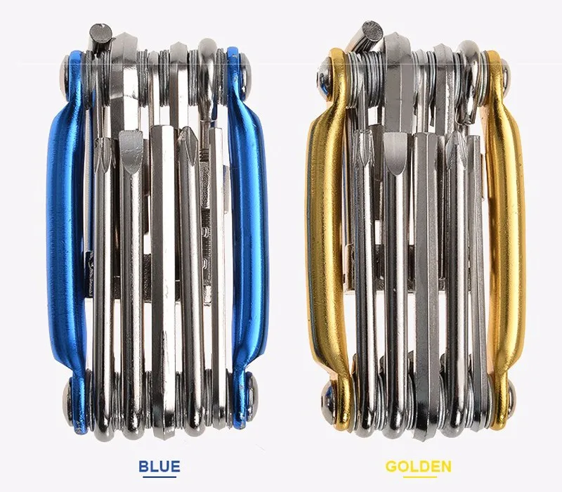 13Hot ROCKBROS High Hardness Premium Alloy Bicycle Pocket Repair Tools 11 in 1 Set Folding Mini Multifunction Cycling Bike Tools